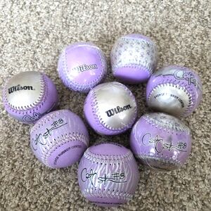 Cat Osterman #8 Purple and Silver Wilson Baseballs Teeballs‎ -Bundle Of 8